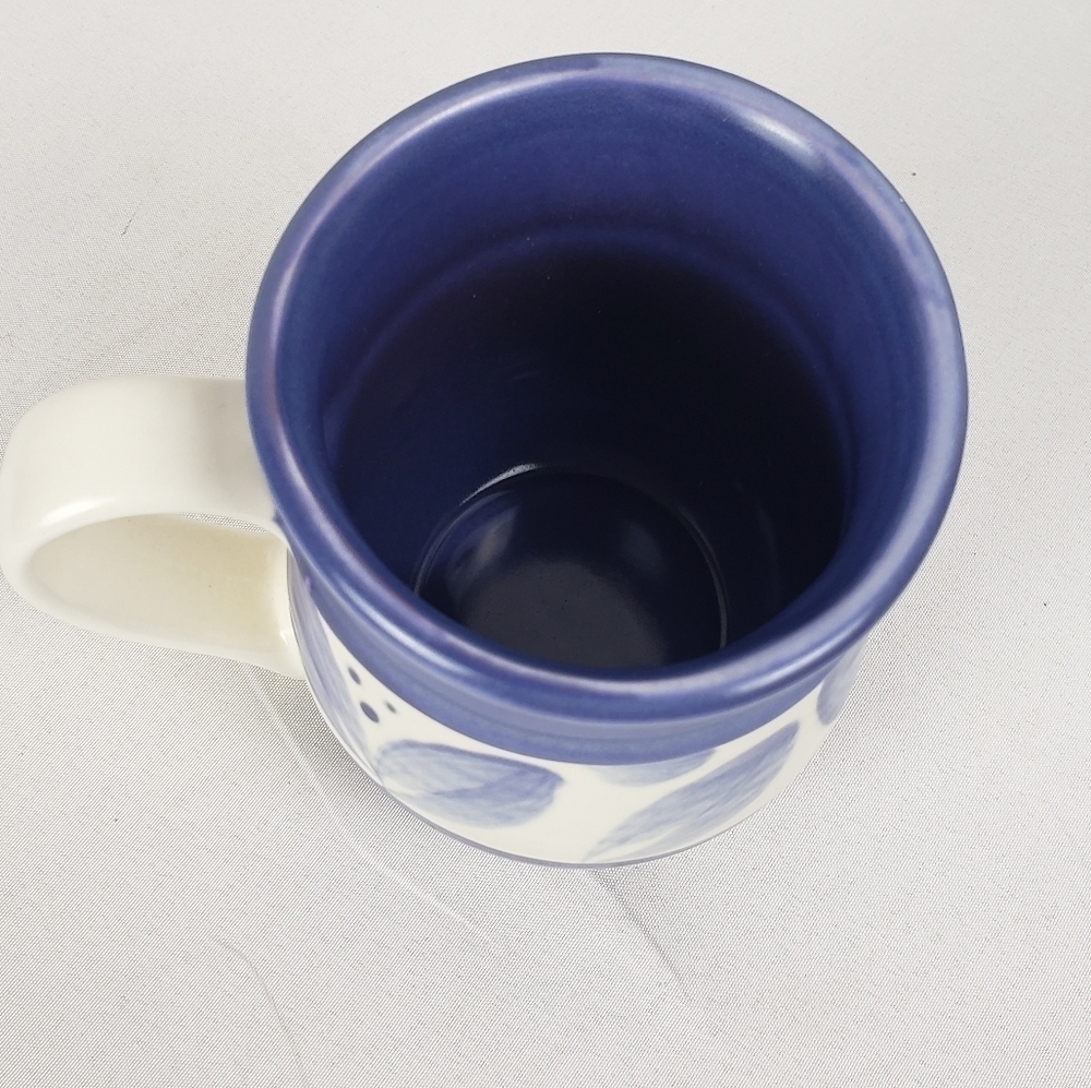 NWOT PFALTZGRAFF Villa Flora Blue Leaves Stoneware Coffee Mugs Set of 4 - Picture 5 of 12